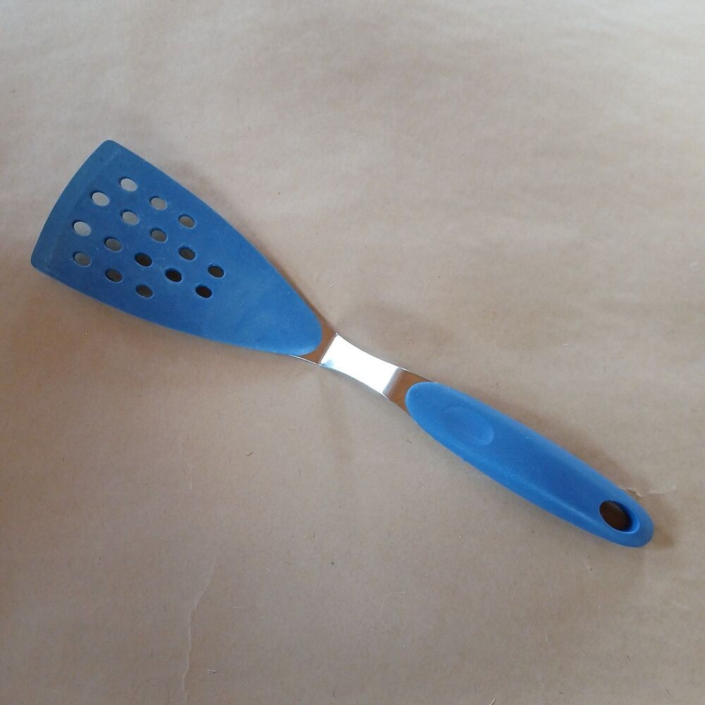 T-Fal Nylon & Metal Slotted Spatula Blue Finish 13" Made In France